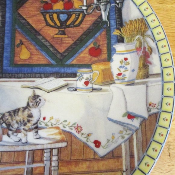 1991 Edwin M Knowles Cozy Country Corners Table Trouble Cat Plate Ltd Edition - Picture 3 of 10